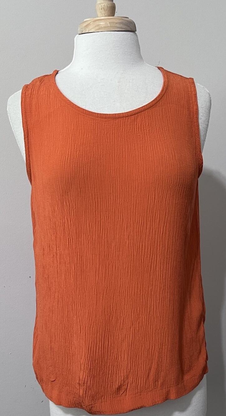 Vintage Capacity Womens M Plisse Tank Top Burnt Orange Boho Cami Y2K Grunge